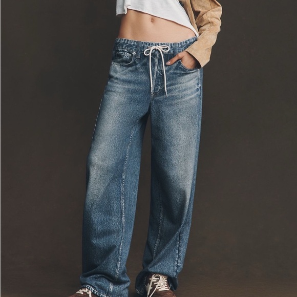 rag & bone Denim - rag & bone Miramar High Rise Drawstring Tie Waist Wide- Leg Jeans